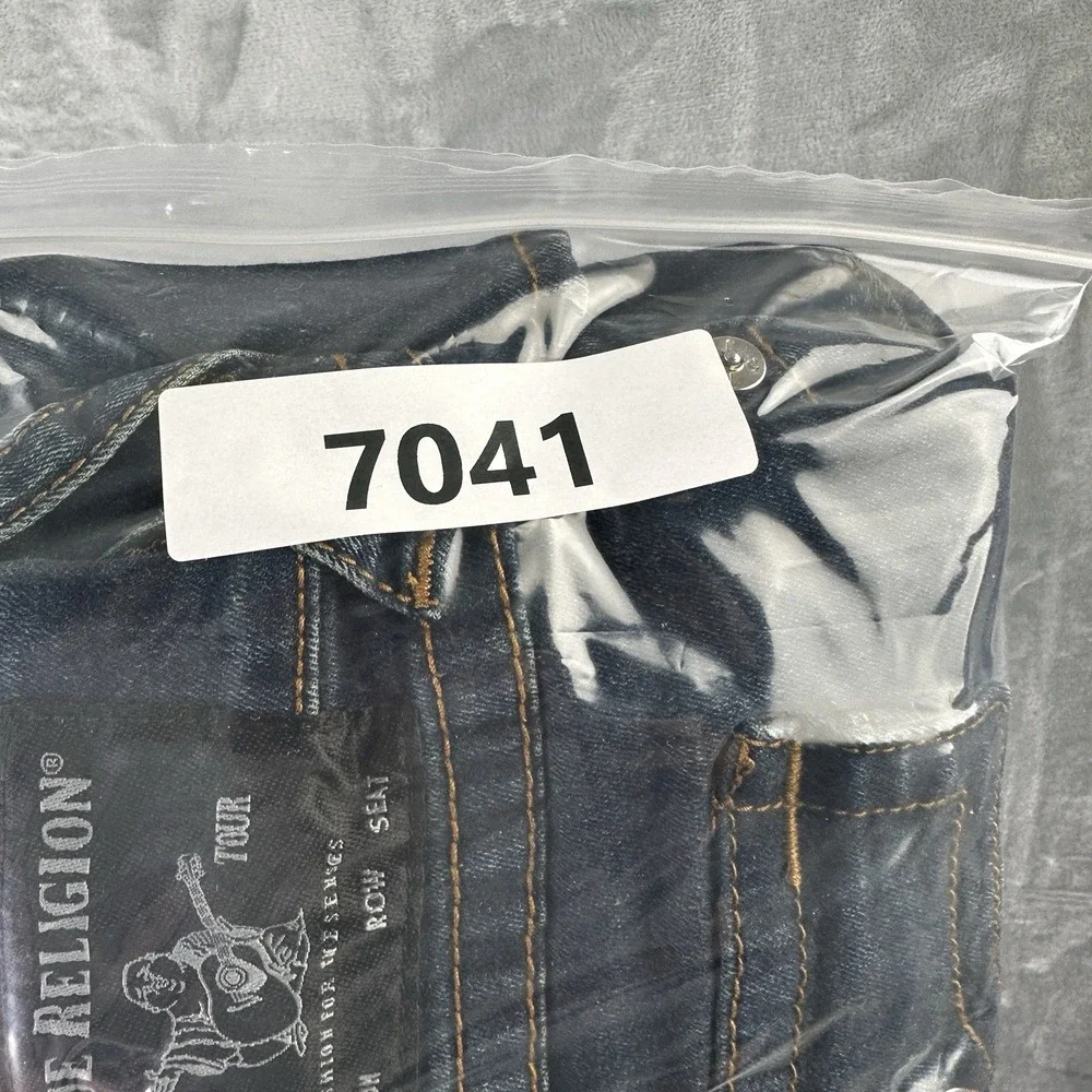 True Religion Ricky Jeans Mens 36x30 Relaxed Straight Dark Wash Flap Pocket
